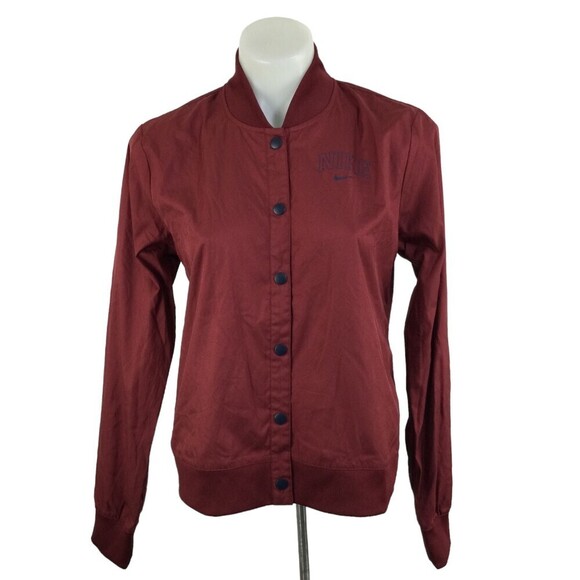 Nike Womens Varsity Style Light Windbreaker Jacket Burgundy Red Small AR3763-677 - Picture 2 of 16